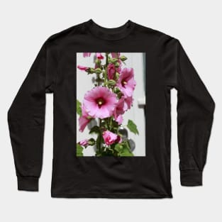 Hollyhock, hollyhock, hollyhock, flower, blossom, pink Long Sleeve T-Shirt